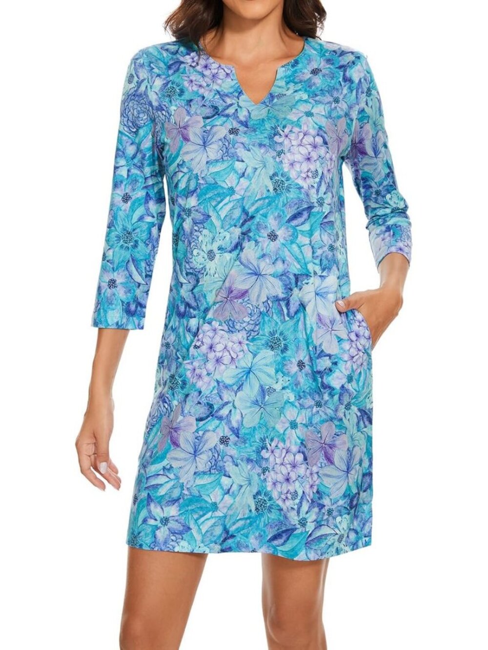3/4 Sleeve Casual Dress with Pockets, UPF 50+ Sun Protection, Quick Dry for
